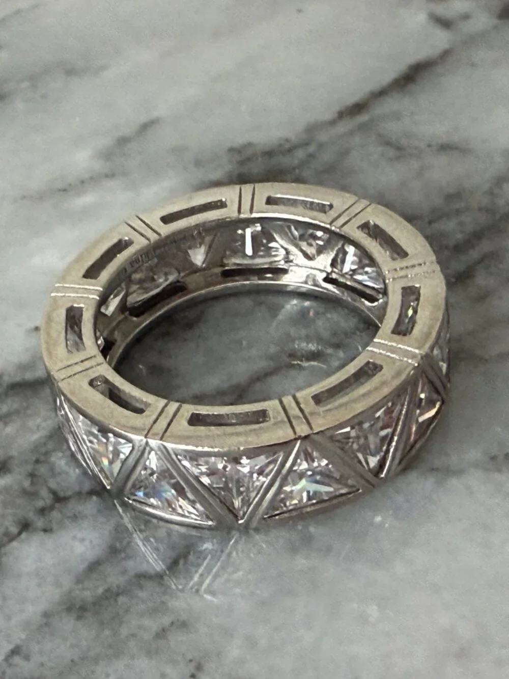Radiance by Absolute 925 Art Deco Trilliant-Cut Bezel Set Eternity Ring - 6